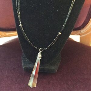 Handmade Black Beads and Crystal Necklace